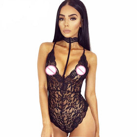 Halter Fashionable Seductive Lace Bodysuit