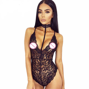 Halter Fashionable Seductive Lace Bodysuit