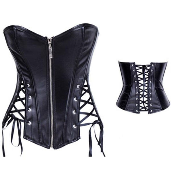 Black Leather Overbust Corset