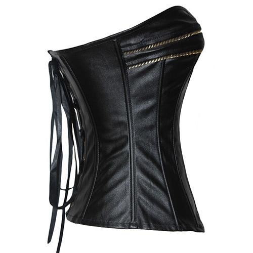 Black Alluring Leather Sexy Corset