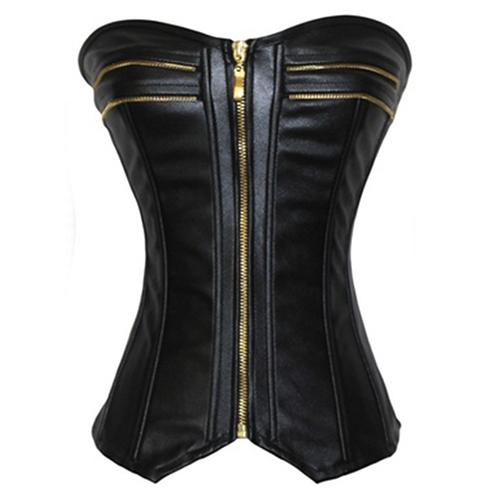Black Alluring Leather Sexy Corset
