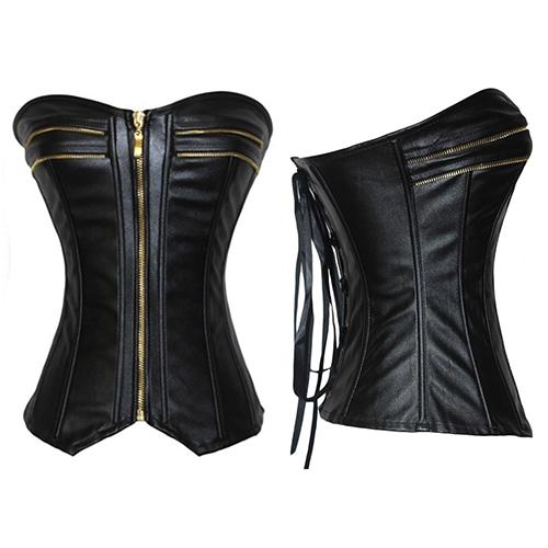 Black Alluring Leather Sexy Corset